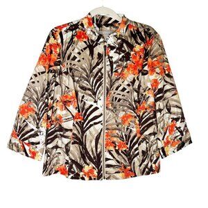 Chicos Tropical Zip Jacket Size Large 2